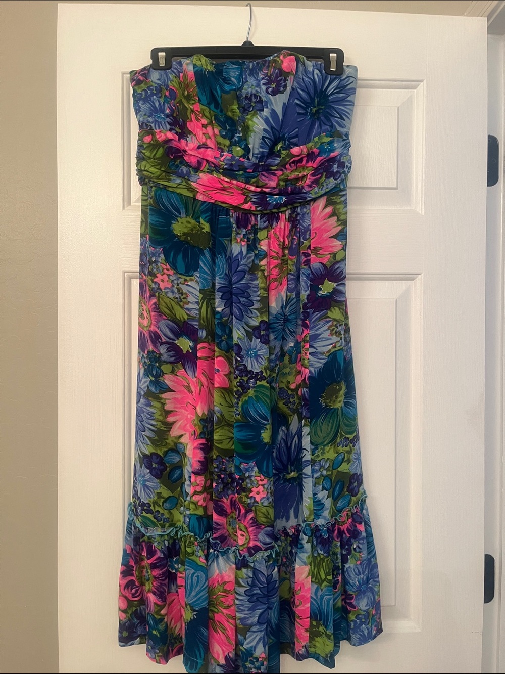 Plenty by Tracy Reese Strapless Floral Maxi Dress in Blue, Pink, Green
